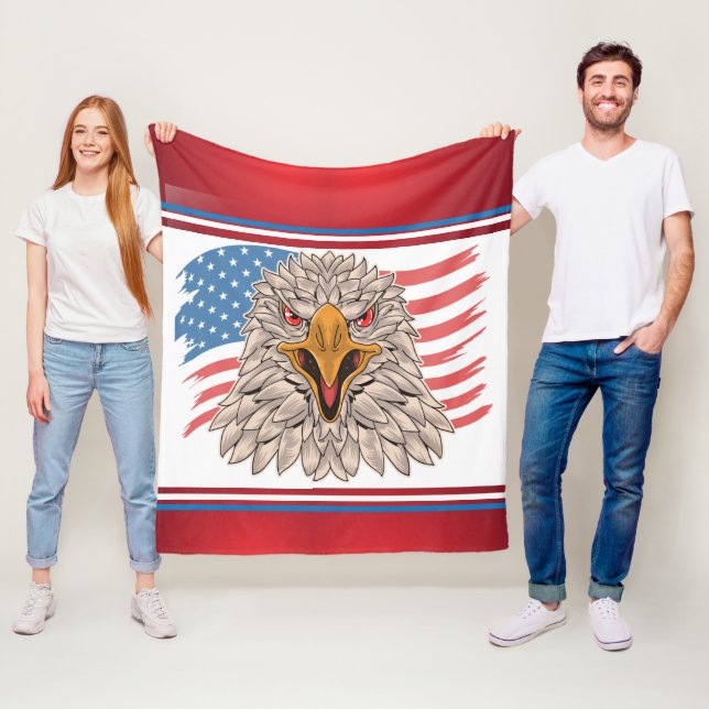 American Flag with an Eagle Fleece Blanket (In Situ)