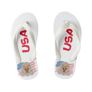 American Flag with An Eagle  Flip Flops