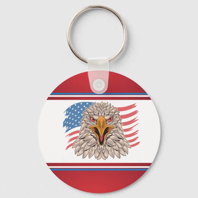 American Flag with an Eagle   Key Ring (Front)