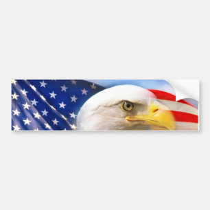 American Flag with Bald Eagle Bumper Sticker