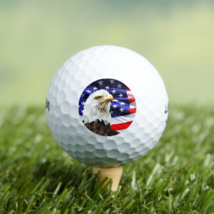 American Flag with Bald Eagle Golf Balls
