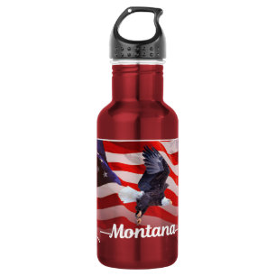 American Flag with Bald Eagle in Montana outline 532 Ml Water Bottle