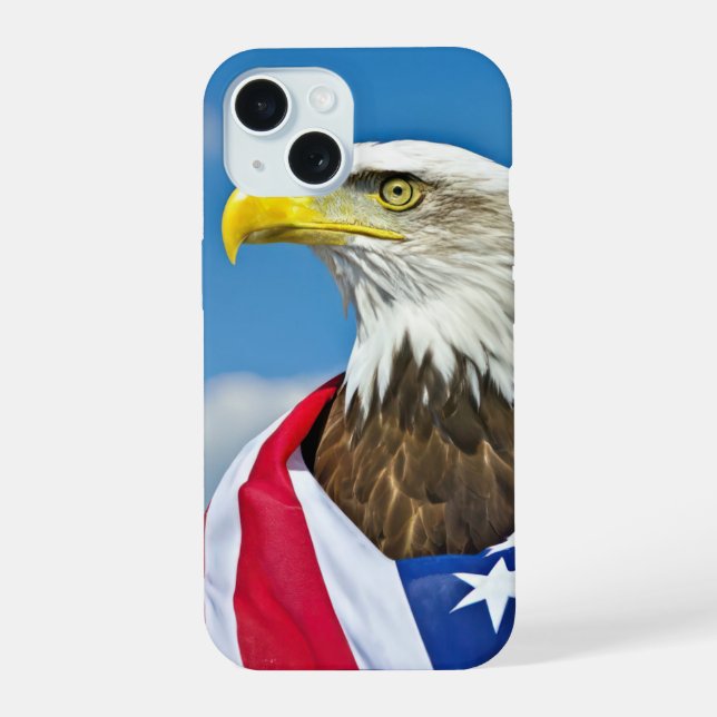 American Flag With Bald Eagle iPhone 15 Case (Back)