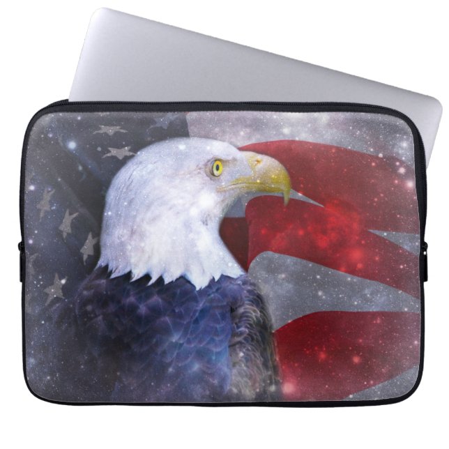 American Flag with Bald Eagle Laptop Sleeve (Front)