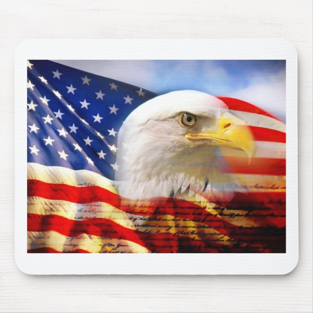 American Flag with Bald Eagle Mouse Pad (Front)