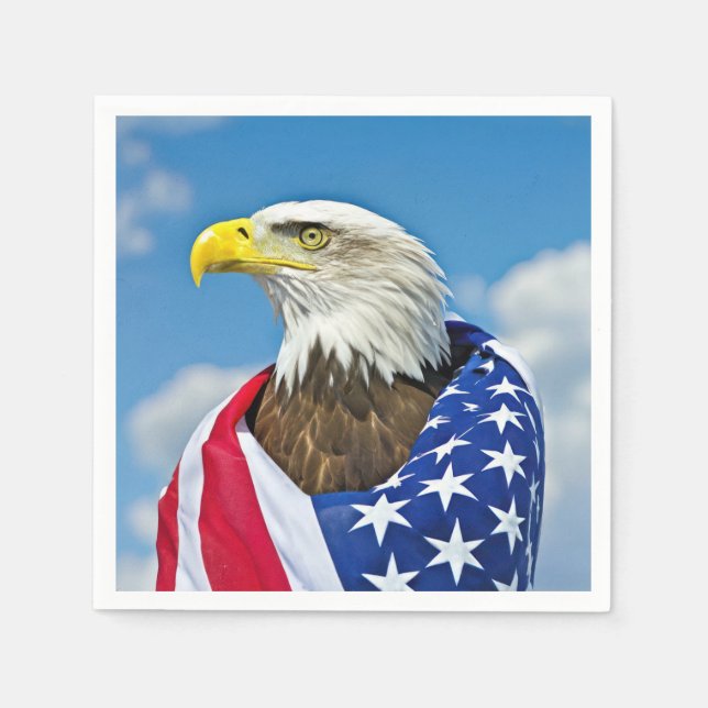 American Flag With Bald Eagle Napkin (Front)