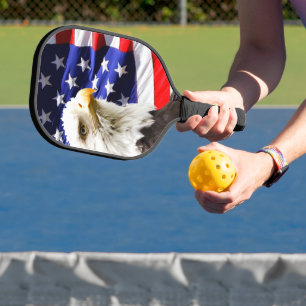 American Flag with Bald Eagle Pickleball Paddle