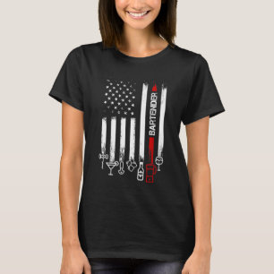 American Flag with Bartender for women men father T-Shirt