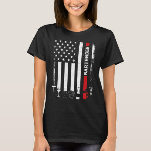 American Flag With Bartender  For Women Men T-Shirt