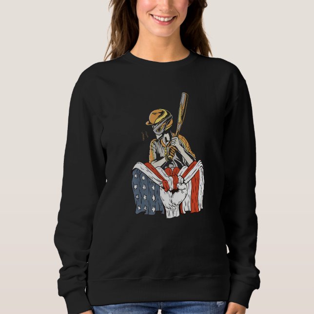 American Flag with Baseball player Premium Sweatshirt (Front)