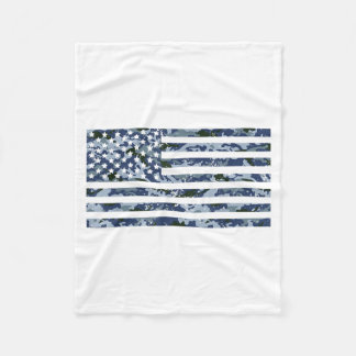 American Flag with Blue Camo Fleece Blanket