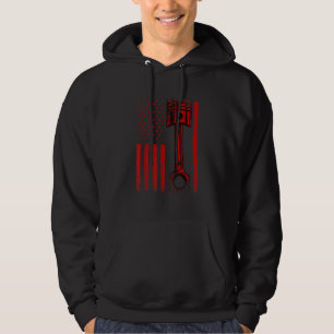 American Flag With Car Engine Piston Graphic Des Hoodie
