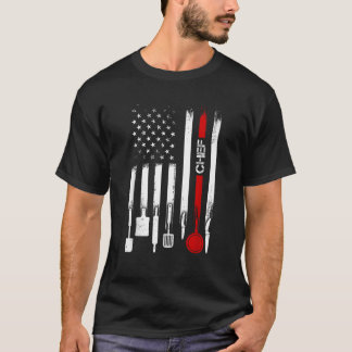 American Flag with Chef for women men father T-Shirt