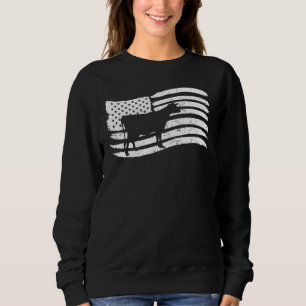 American Flag With Cow Vintage Look Sweatshirt