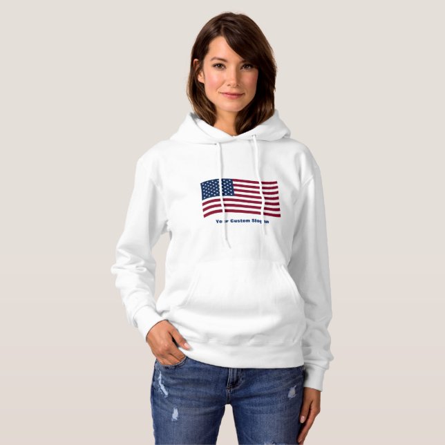 American Flag with Custom Slogan Hoodie (Front Full)