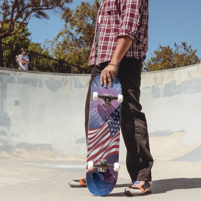American Flag with Fireworks Skateboard (Outdoor 2)