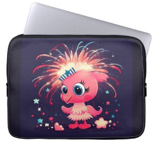 American Flag with Flamingo Cartoon69218 Laptop Sleeve