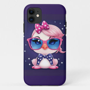 American Flag with Flamingo Cartoon-14484 Case-Mate iPhone Case