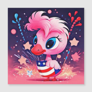 American Flag with Flamingo Cartoon-69216
