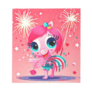 American Flag with Flamingo Cartoon-69217 Notepad