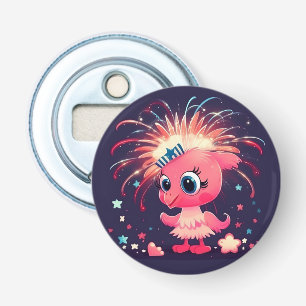 American Flag with Flamingo Cartoon-69218 Bottle Opener
