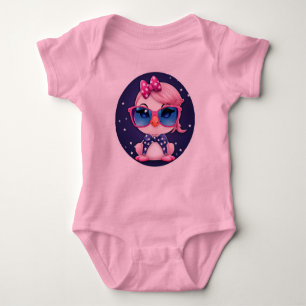 American Flag with Flamingo Cartoon-69680 Baby Bodysuit