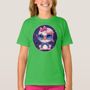 American Flag with Flamingo Cartoon-69680 T-Shirt