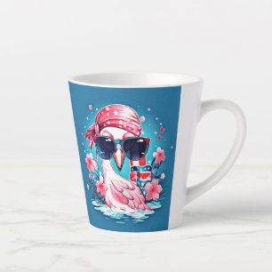 American Flag with Flamingo Cartoon-69681 Latte Mug