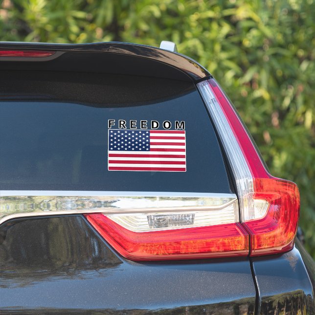 American Flag With FREEDOM Text (Car Side)