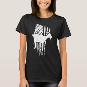 American Flag With Goat Vintage Look US Patriotic T-Shirt