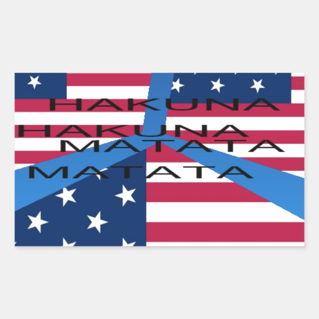 American Flag with Hakuna Matata: Patriotic Design Rectangular Sticker (Front)