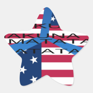 American Flag with Hakuna Matata: Patriotic Design Star Sticker