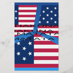 American Flag with Hakuna Matata: Patriotic Design Stationery