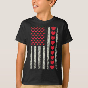 American Flag With Hearts Valentine S Day  T-Shirt
