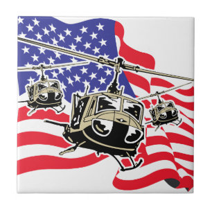 American Flag with Helicopters Tile