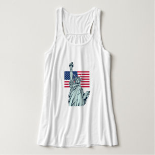 American Flag with Lady Liberty  Plus Size  Singlet