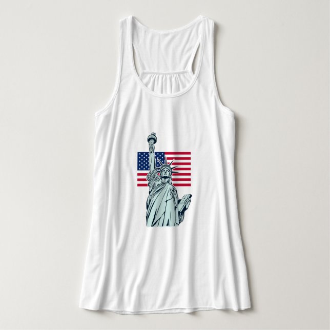 American Flag with Lady Liberty  Plus Size  Singlet (Design Front)