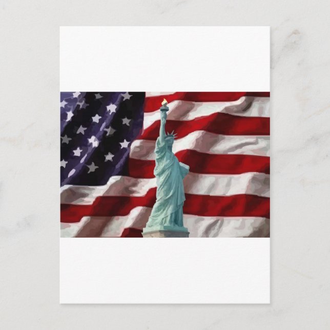American Flag with Lady Liberty Postcard (Front)