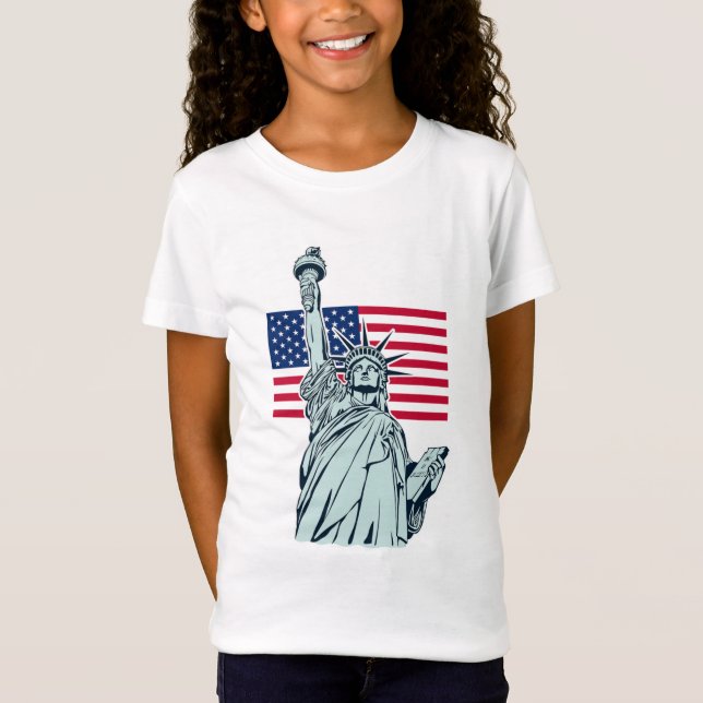 American Flag with Lady Liberty    T-Shirt (Front)