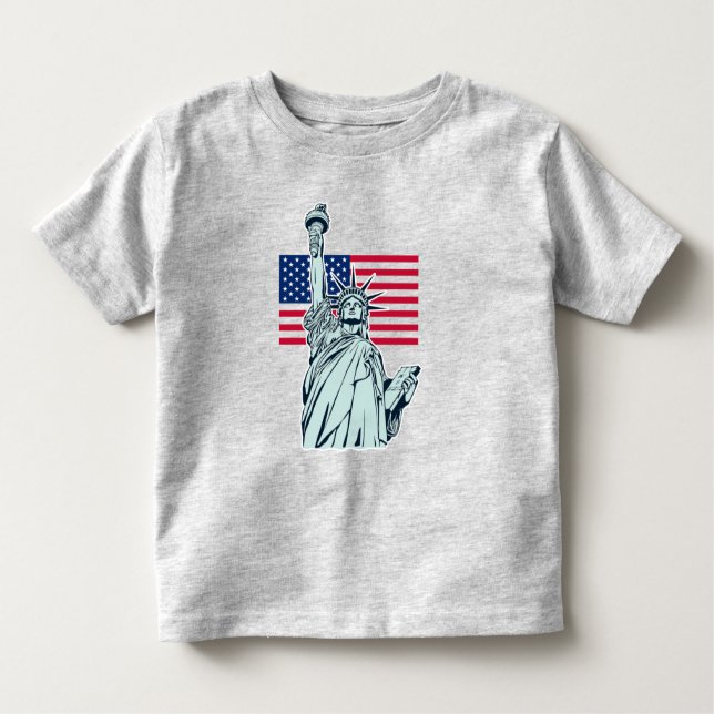 American Flag with Lady Liberty   Toddler T-Shirt (Front)