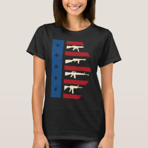 American Flag With Machine Gun I USA T-Shirt