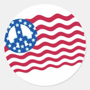 American Flag with Peace Symbol Stickers