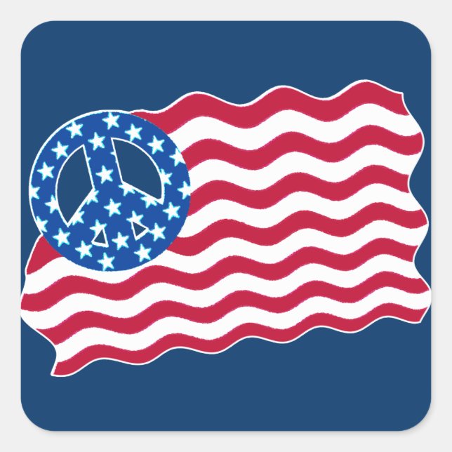 American Flag with Peace Symbol Stickers (Front)