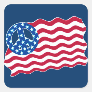American Flag with Peace Symbol Stickers