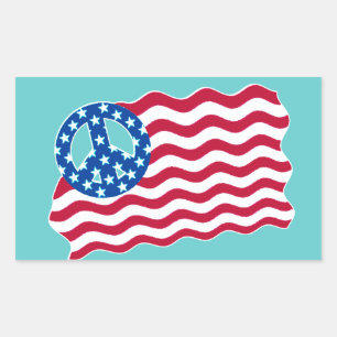 American Flag with Peace Symbol Stickers