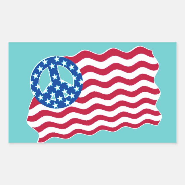 American Flag with Peace Symbol Stickers (Front)