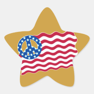 American Flag with Peace Symbol Stickers