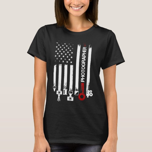 American Flag with Photographer Tshirt for women m (Front)