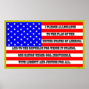 American flag with pledge of allegiance poster