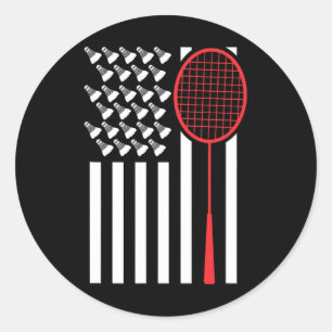 American Flag With Shuttles Funny Badminton T Shir Classic Round Sticker